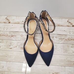 Raleigh Pointed Toe Ankle Strap Pump (Women)Jewel Badgley Mischka‎